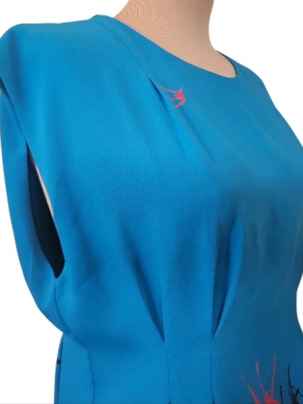 ANTHROPOLOGIE "Shadowbird Shift" Sariah Carson Teal Sleeveless Sheath Dress - 12 - Picture 6 of 15